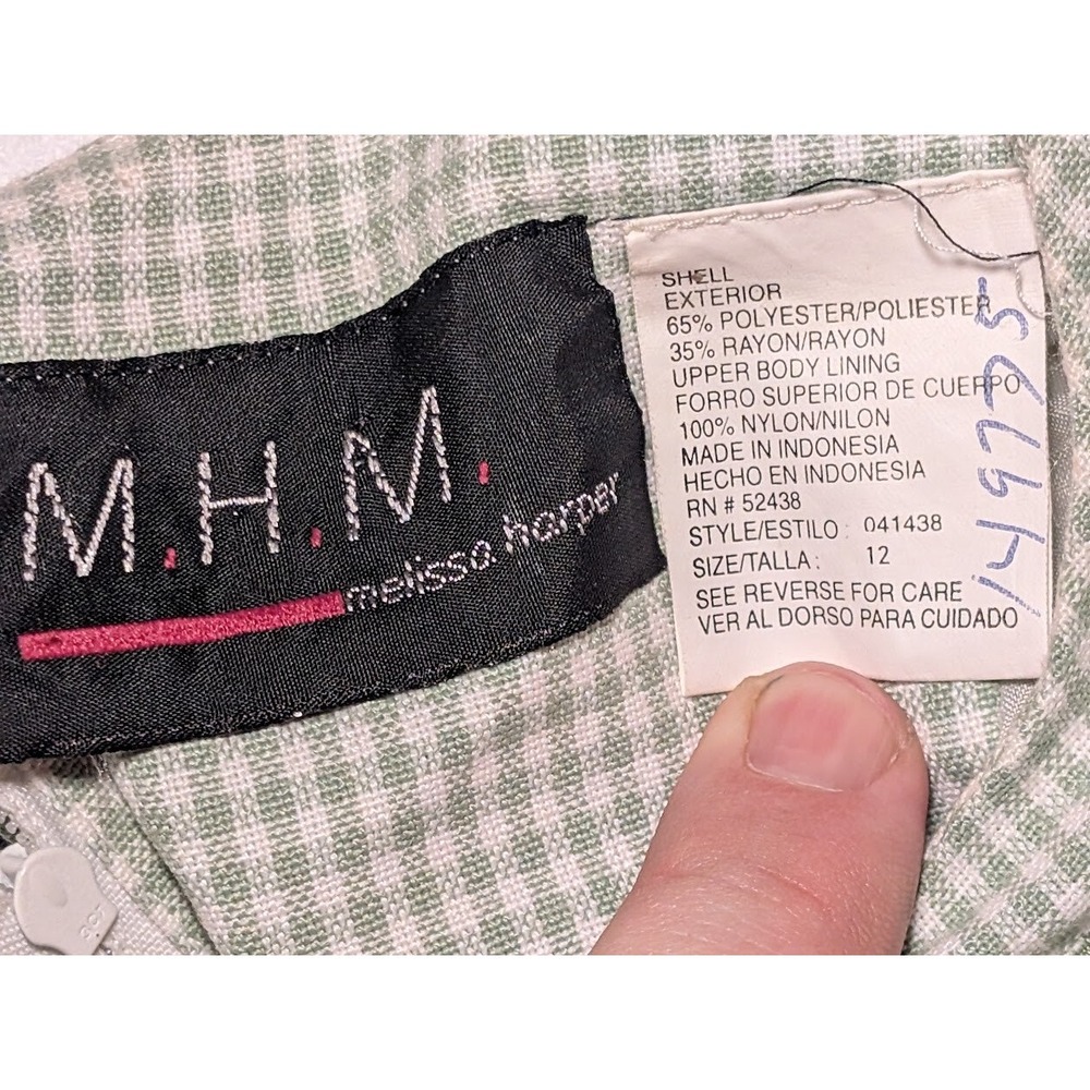 MHM Melissa Harper Green Gingham Tunic Dress Size 12 Short Sleeve‎ Split Hem - Picture 3 of 4
